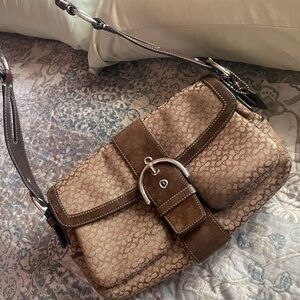 Coach Tan and Brown Shoulder Bag